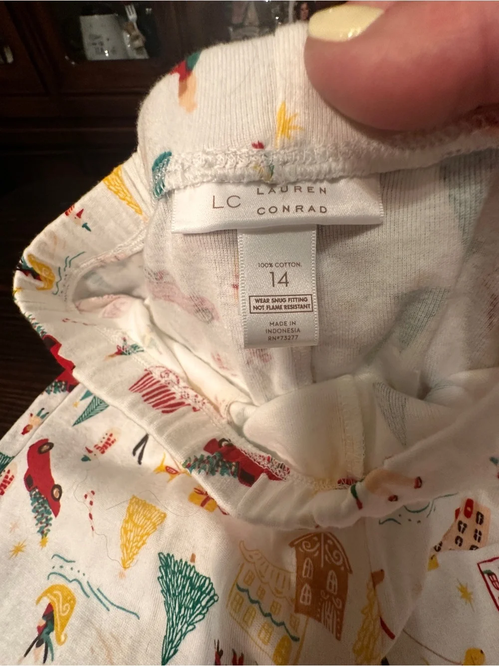Kids Holiday Village Long Sleeve Pajama Sleepsuit - Red Trim